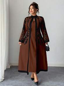 Elenzga Váy suông cổ loe tay loe in họa tiết thanh lịch dành cho nữ cỡ lớn, dáng ôm vừa vặn (Woe Is Me Vibes) (Wednesday Aesthetic) - Nhiều màu - Xem 6