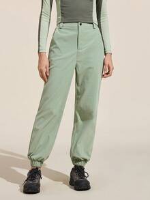 Easithlete Pantalones casuales de mujer para correr al aire libre de unicolor - Verde - Ver 1