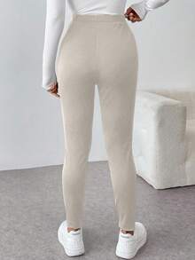 EMERY ROSE Women's Casual Solid Color Slim Fit Pants - Light Grey - View 2