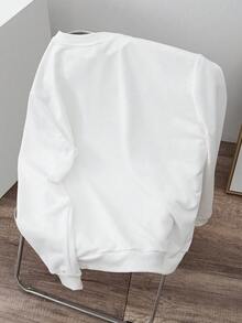 Manfinity Joysei Men Fashionable Casual Young Casual Funny Cartoon Embroidered Oversized Loose Drop Shoulder Crew Neck Pullover Fleece Sweatshirt, Suitable For Autumn/Winter, Dating, Gathering, Suitable For Couples, Family Matching, Great Gift For Boyfriend