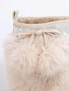 SHUZIA Women's Comfortable, Essential Fuzzy Round Toe Boots For Christmas - Apricot - View 3