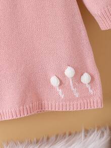 Genkimix Kids Baby Mädchen Lässig Farbblock Rüschen Saum Strickkleid, Herbst/Winter - Pink - Übersicht 7