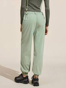 Easithlete Pantalones casuales de mujer para correr al aire libre de unicolor - Verde - Ver 5