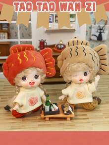 POKOJA LAND 1个鲷鱼烧红棕色娃娃，关节可动，动漫人物收藏玩具，可爱可摆造型角色，适合展示和送礼（非毛绒填充） - 彩色 - 查看 4