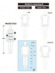 Manfinity Roghcode Camiseta de manga corta con cuello redondo, estampado gráfico de letras y ajuste holgado para hombre - Negro - Ver 3