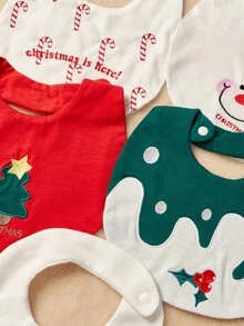 Cozy Pixies 3 piezas de baberos de Navidad para bebé (3 piezas enviadas por la máquina)