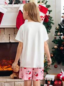 Tween Girl Family Party Happiness Family Matching Comfortable Cat Print Pajama Set, Easy Comfort, Christmas - Multicolor - View 3