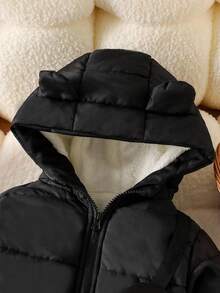 SHEIN Young Boy Bear Ear Hooded Jacket With Chest Bag, Winter
