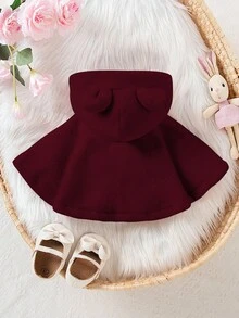 SHEIN 女婴毛绒连帽斗篷，可爱舒适，2024 秋冬新品