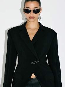 KIZN Women Pin Blazer Formal Business Office Suit Jacket Professional Fitted Tailored Workwear Evening Party Fall Fashion