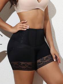 Women's Comfortable & Stylish Lace Patchwork Shapewear Pants - Black - View 4