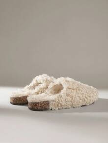 Solecia CUCCOO 女士休闲百搭圆头仿皮毛拖鞋 - 杏色 - 查看 5