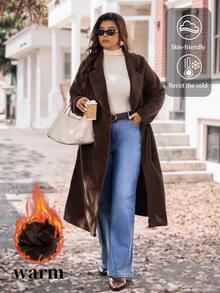 Vionelle Plus Size Solid Color Minimalist Casual Long Sleeve Jacket Winter Autumn Fall