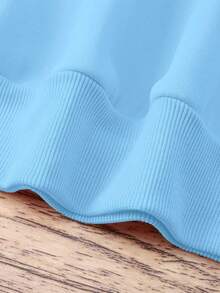EMERY ROSE Plus Size Women's Letter Print Hot Selling Round Neck Sweatshirt Winter - Blue - View 4