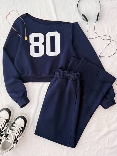 SHEIN Bộ đồ thể thao hai mảnh thường ngày, mùa hè, mát mẻ, cơ bản, hàng ngày, đa năng, thời trang thể thao, áo phông mùa hè, mùa tựu trường, đồng phục học sinh, bộ đồ thể thao