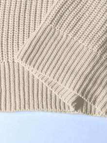 SHEIN LUNE Plus Size Casual Solid Color Side Slit Sweater, Autumn/Winter - Apricot - View 7