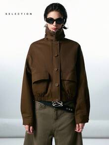 LYSMO 女士时尚休闲美亚德仿毛领夹棉大衣 - 橄欖綠 - 查看 8