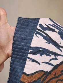 Manfinity LEGND 男士时尚图案印花毛衣，秋冬 - 杏色 - 查看 5