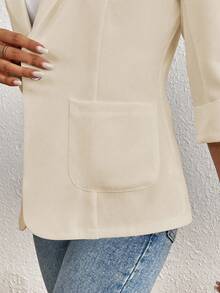 RosyDaze Blazer de unicolor casual, adecuado para el trabajo y el transporte, primavera/verano - Camel - Ver 5