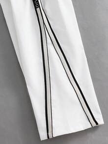 SHEIN Little Byeori 1 Piece Young Boy Casual Sports College Street Japanese And Korean Loose Fit Ribbon Decorated Pants Suitable For Back To School, Birthday Parties, Evening Parties - White - View 6