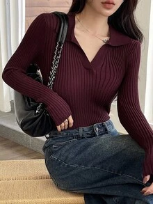 DAZY 女士休闲修身高领长袖毛衣，适合秋冬，长袖上衣，秋季女装