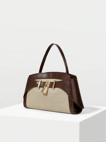 MOTF PREMIUM 女士时尚撞色 PU 皮革手提包 - 咖啡棕 - 查看 3