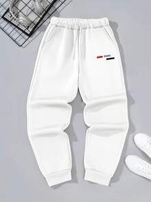 Casual Loose Fit Graphic Print Pocket Design Sweatpants For Teenage Boys, Suitable For Daily Casual, Commuting And Sports Wear