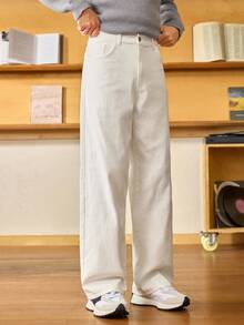 Open Phase STONE DISTRICT 1 件男士休闲直筒牛仔裤，高品质街头风格，舒适外出（不含腰带和配饰），牛仔裤，牛仔布，适合秋季、冬季 - 白色 - 查看 5