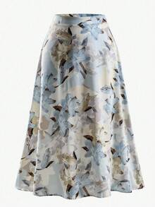 Mulvari Plus Size Women's Random Floral Print Skirt Maxi Women Outfit