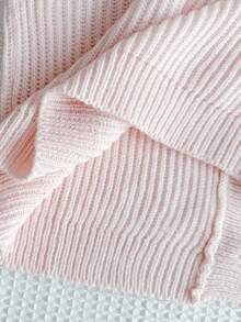 SHEIN Teen Girls' Solid V-Neck Cropped Casual Loose Drop Shoulder Long Sleeve Cardigan Sweater, Autumn Fall Winter - Pink - View 5