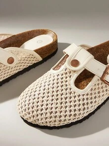 Solecia Chaussures mules à semelle épaisse pour femmes, bout fermé, décontractées pour le printemps/automne