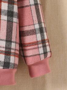 SHEIN Explorewe Kleine Mädchen Karogemusterter Kapuzenpullover, Fleecejacke mit langen Ärmeln, lässiger Alltagsstil Oberbekleidung, bequem & minimalistisch