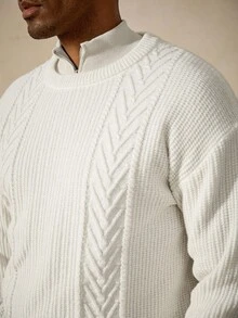 Manfinity Homme Suéter Casual de Gola Careca de Manga Longa e Cor Sólida, Outono/Inverno