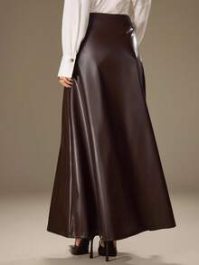 Modelyn Women's Fashionable & Elegant A-Line PU Leather Skirt