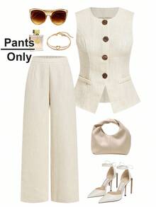 Ellevyn 女士休闲直筒裤，简约时尚，适合日常通勤