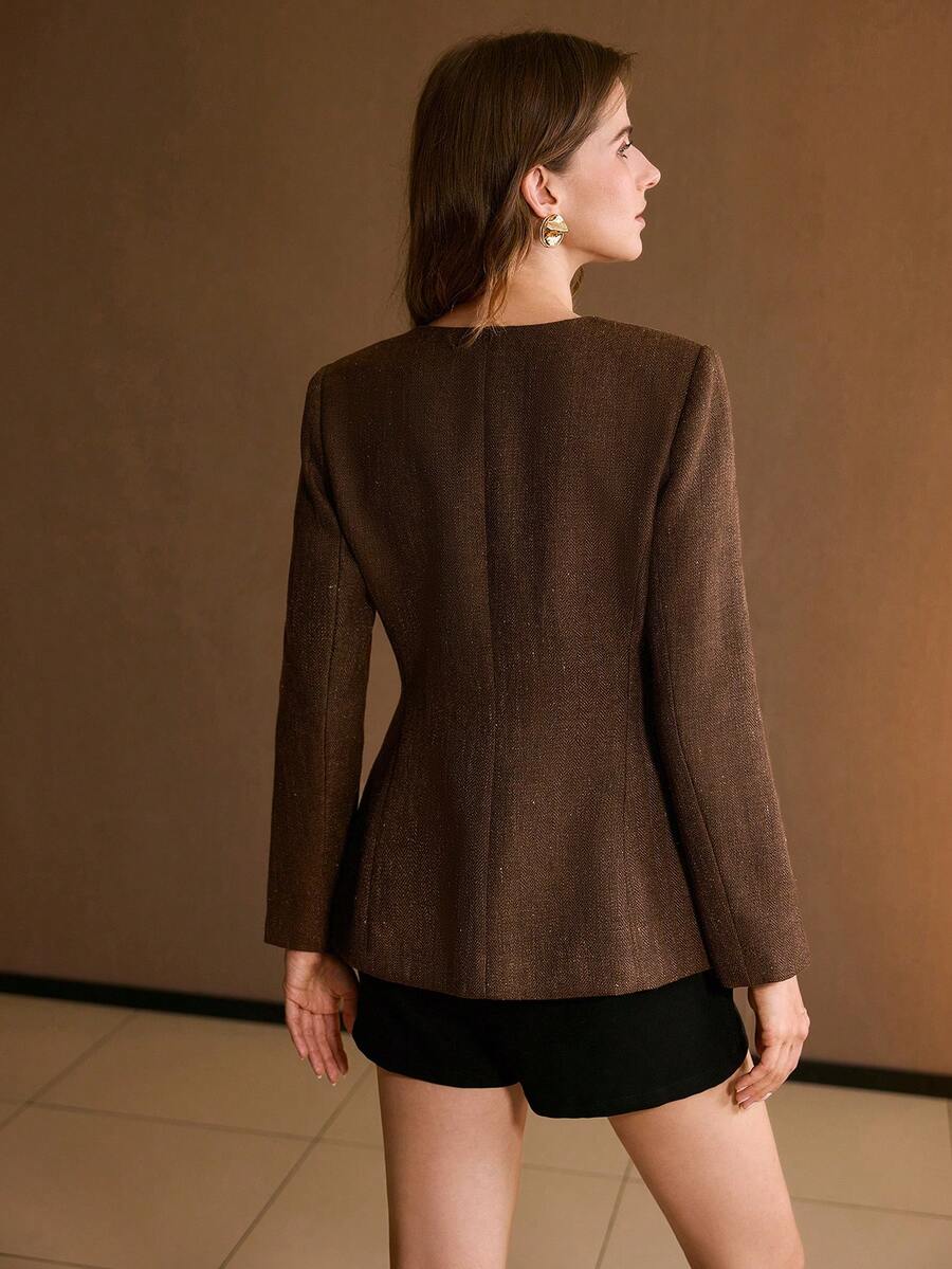 MOTF PREMIUM ELEGANT SINGLE BREASTED JACKET - Brown - View 2
