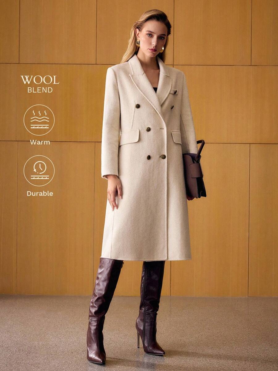 MOTF PREMIUM WOOL DOUBLE BREASTED OVERCOAT - Apricot - View 1