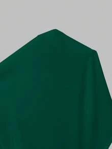SHEIN LUNE Women's Solid Color Ruffle V-Neck Long Sleeve Elegant Blouse - Dark Green - View 6