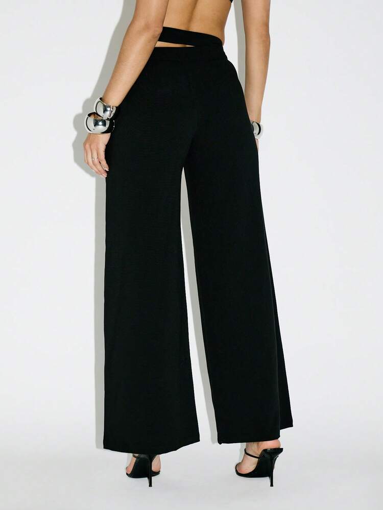 KIZN High Waisted Wide Leg Palazzo Pants With Belt