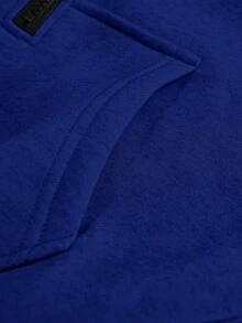 SHEIN Áo nỉ dáng rộng tay dài trễ vai màu trơn có khóa kéo nửa thân, thường ngày cho nữ, mùa thu - Màu xanh lam - Xem 6