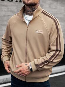 Manfinity CasualCool 男士纹理面料插肩袖拉链夹克，适合秋季