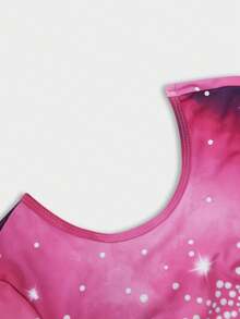 Tween Girls Colorful Gradient Gymnastics Leotard, Backless Hollow-Out Design, Long Sleeve Bodysuit, Printed Gymnastics Costume For Training & Performance - Multicolor - View 5