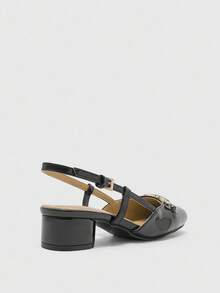 CUCCOO BIZCHIC 方头中跟玛丽珍真皮平底鞋，新品上市 - 黑色 - 查看 8