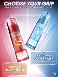The Superman | SHEGLAM Good Grip Glow Illuminating Primer Brand Beauty Makeup Face Paint Cosmetic For Women Girls Perfect For Fall Winter Ideal For Y2K Fancy Fashion Suitable For Birthday Christmas Present Party Ready Best Color