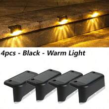 4个太阳能LED灯，防水花园灯，自动点亮户外灯，花园庭院装饰，适用于庭院、楼梯扶手、围栏、墙壁照明