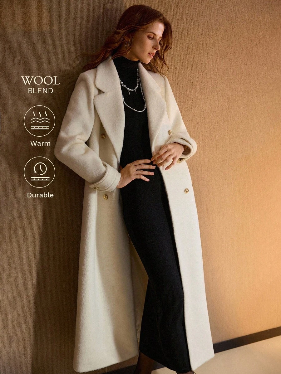 MOTF PREMIUM WOOL DOUBLE BREASTED BELTED OVERCOAT - Beige - View 1