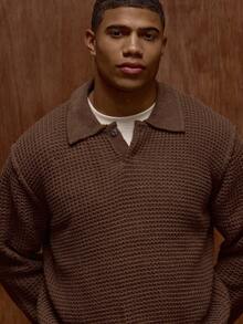 Musero Áo len dài tay dáng rộng, chất liệu dày dặn, có hàng cúc cài phía trước, thích hợp cho mùa xuân và hè. - Cà phê nâu - Xem 2