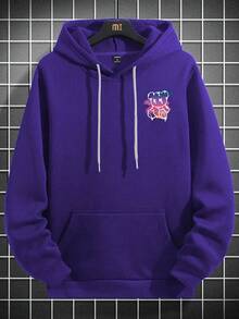 Manfinity Homme Lässiger Herren Hoodie mit Slogan & Cartoon Grafik Tasche, Kordelzug, Street Wear New York, Y2K Street Wear, Herbst