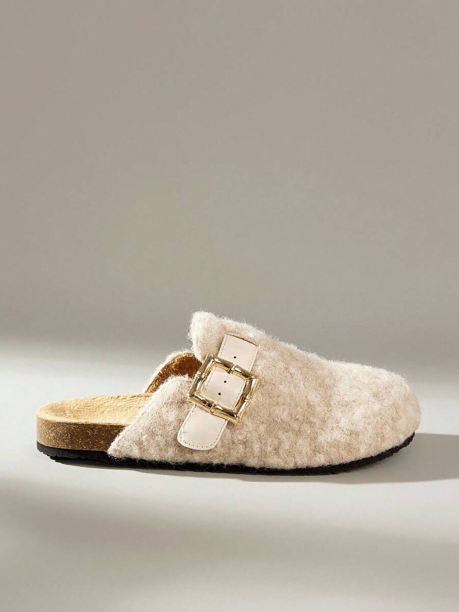 Solecia Dam Platta slip-on casual loafers, plysch, moderiktiga mångsidiga bekväma skor, aprikos, ljusbrun, höst/vinter - Aprikos - Visa 1