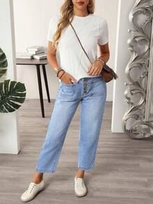 EMERY ROSE Women's Casual Commuter Washed Tapered Jeans - Blue - View 6